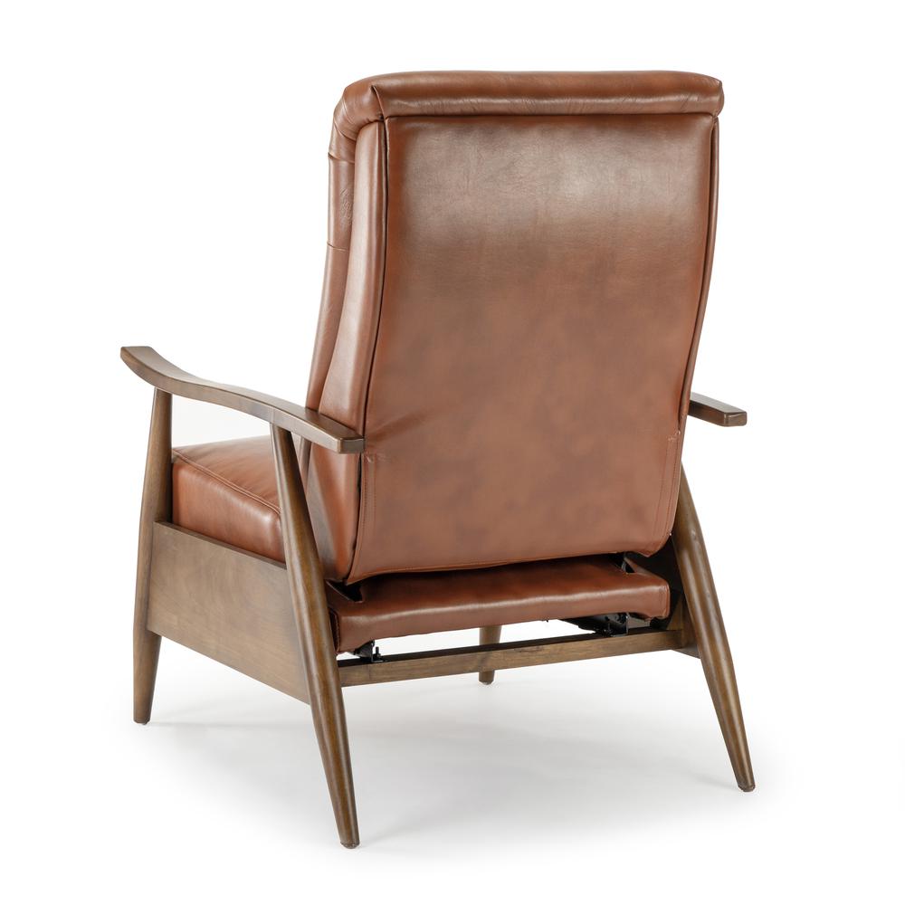 Solaris Wood Arm Push Back Recliner - Caramel. Picture 13