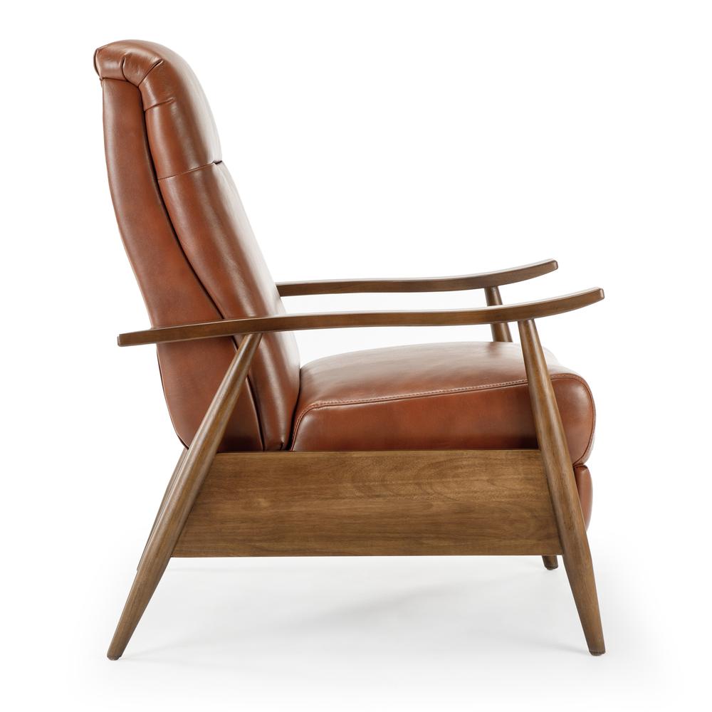 Solaris Wood Arm Push Back Recliner - Caramel. Picture 14
