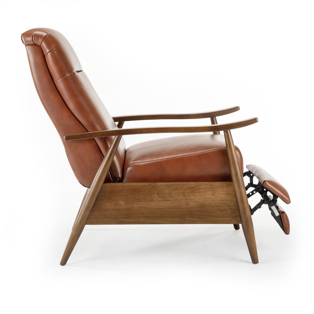 Solaris Wood Arm Push Back Recliner - Caramel. Picture 15