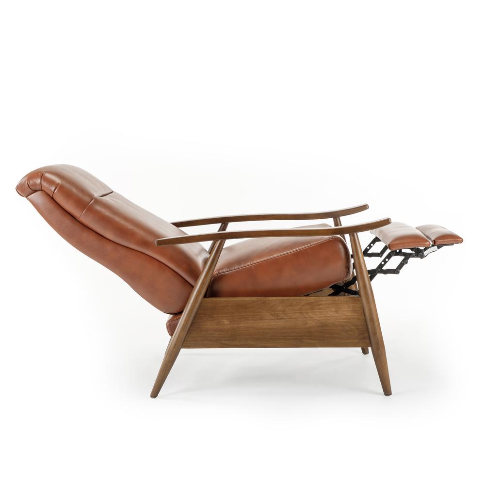 Solaris Wood Arm Push Back Recliner - Caramel. Picture 16