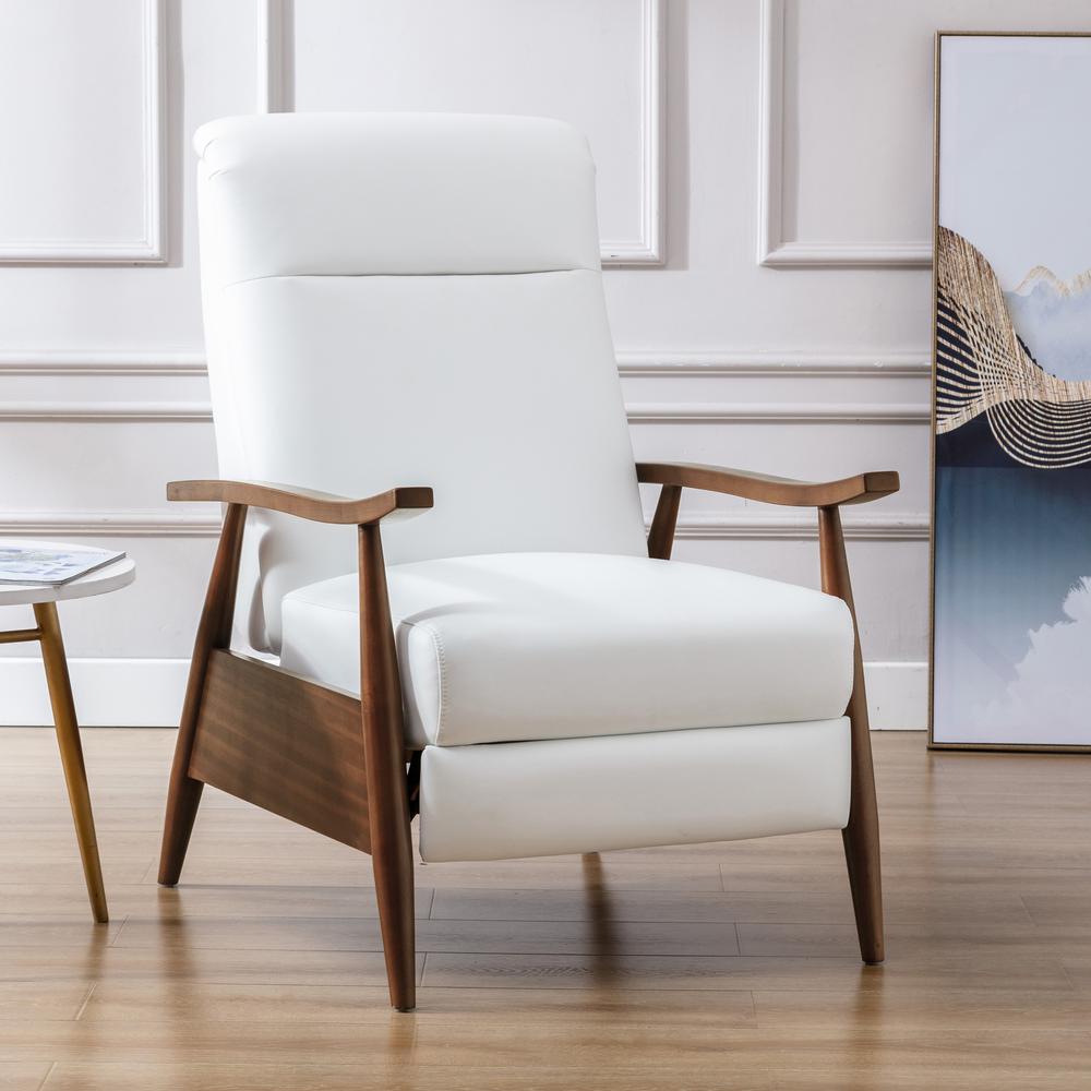 Solaris Wood Arm Push Back Recliner - Milky. Picture 8