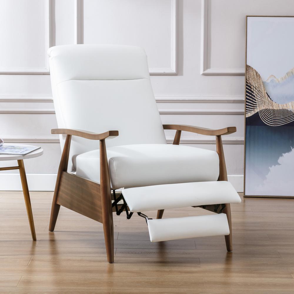 Solaris Wood Arm Push Back Recliner - Milky. Picture 14