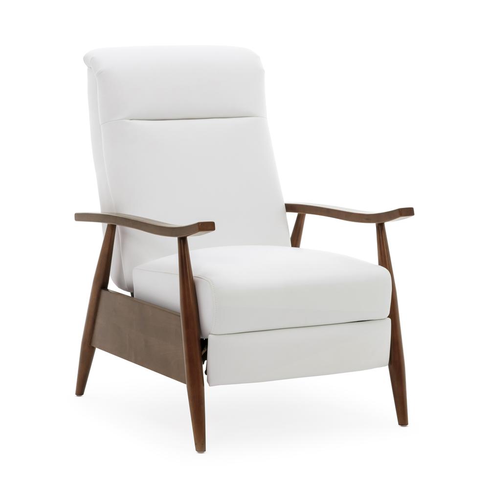 Solaris Wood Arm Push Back Recliner - Milky. Picture 1