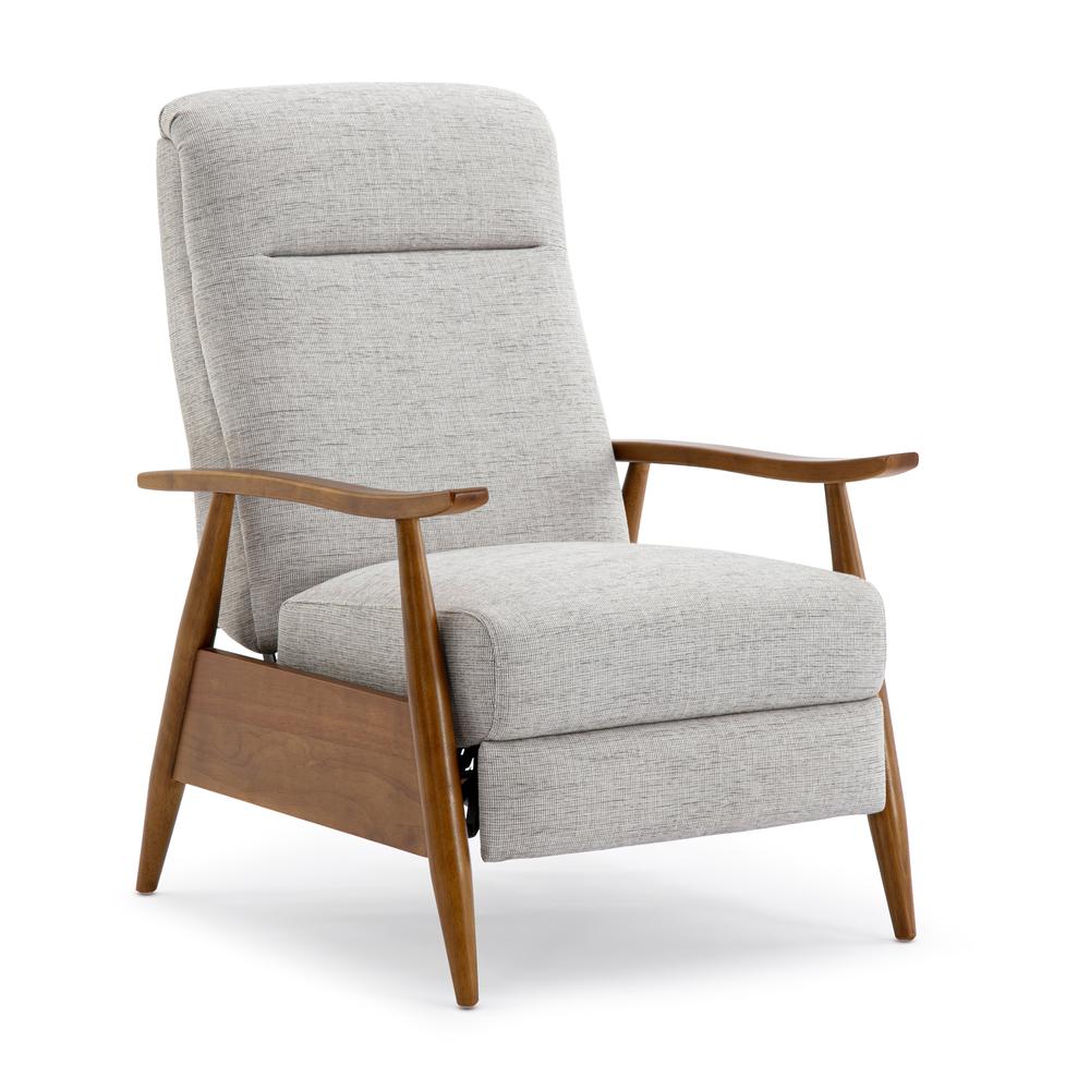 Terni Wood Arm Push Back Recliner in Performance Fabric - Sea Oat. Picture 1