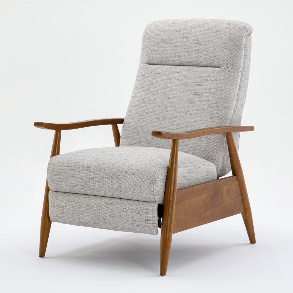 Terni Wood Arm Push Back Recliner in Performance Fabric - Sea Oat. Picture 5