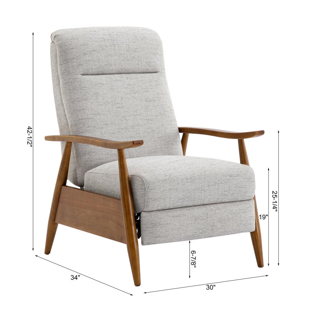 Terni Wood Arm Push Back Recliner in Performance Fabric - Sea Oat. Picture 16