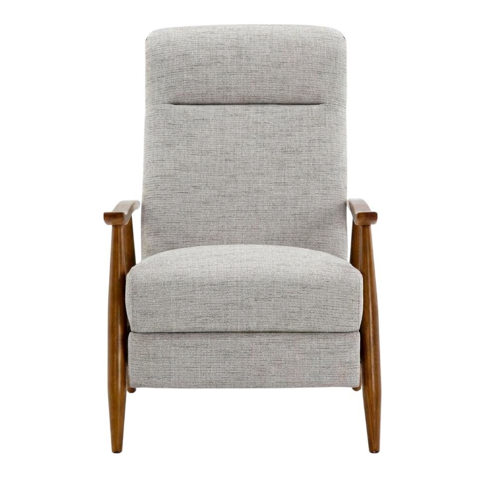 Performance Fabric Push Back Recliner Chair with Wood Arms for Living Room. Picture 1