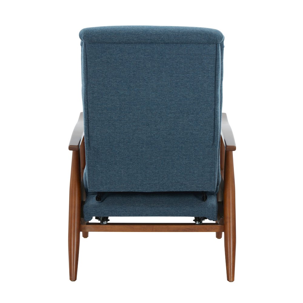 Terni Wood Arm Push Back Recliner in Performance Fabric - Denim. Picture 5