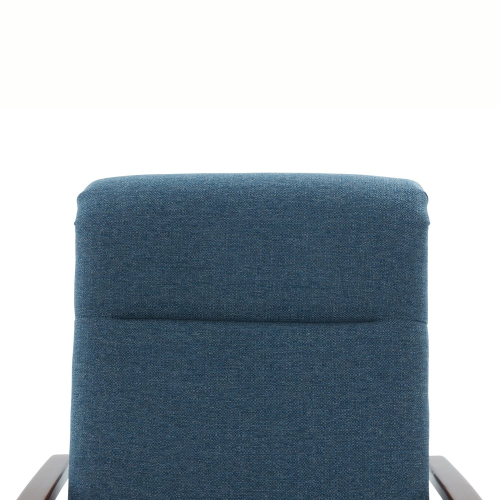 Terni Wood Arm Push Back Recliner in Performance Fabric - Denim. Picture 14