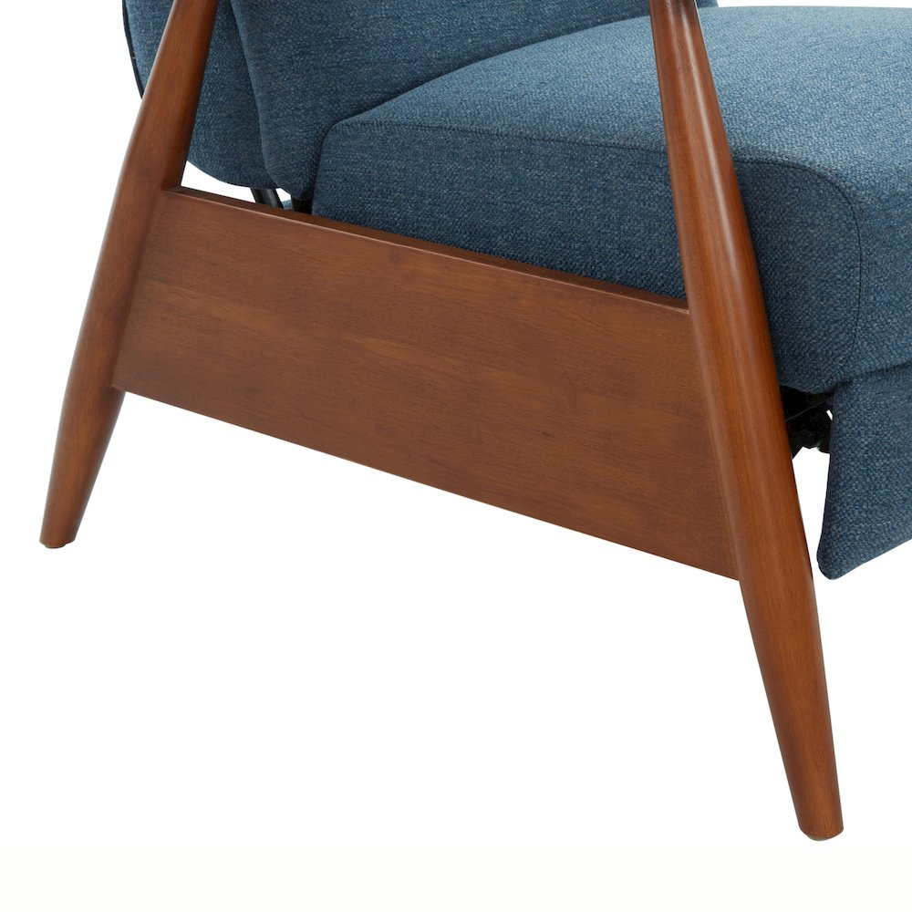 Terni Wood Arm Push Back Recliner in Performance Fabric - Denim. Picture 15