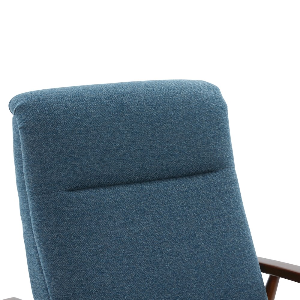 Terni Wood Arm Push Back Recliner in Performance Fabric - Denim. Picture 17