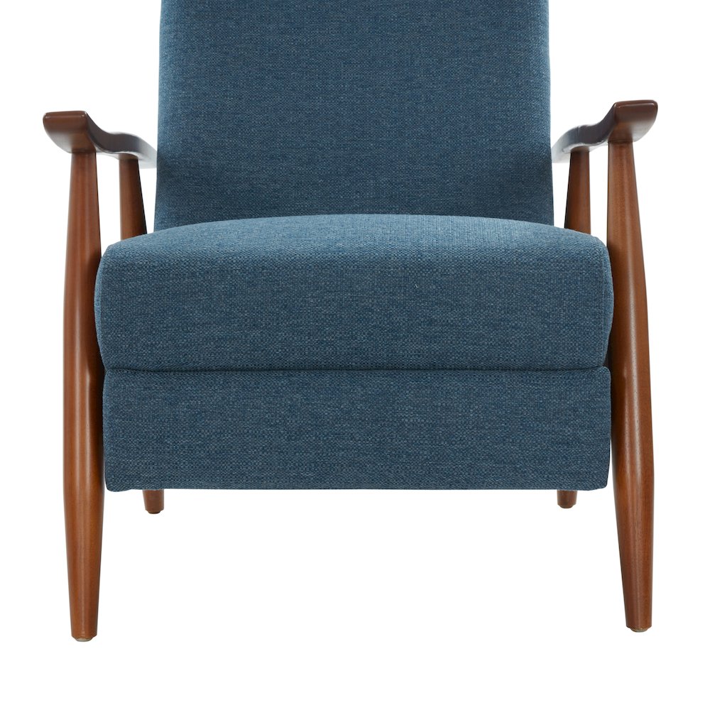 Terni Wood Arm Push Back Recliner in Performance Fabric - Denim. Picture 20