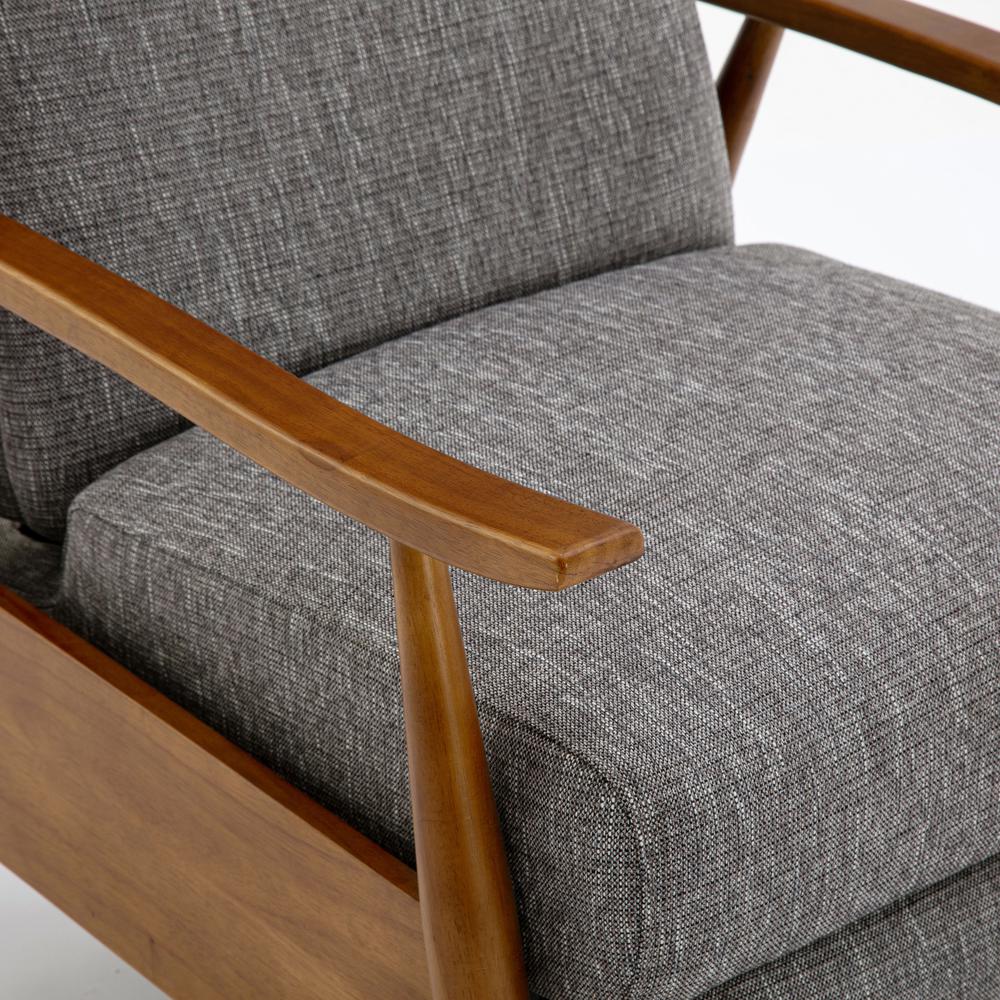 Terni Wood Arm Push Back Recliner in Performance Fabric - Ashen Grey. Picture 7