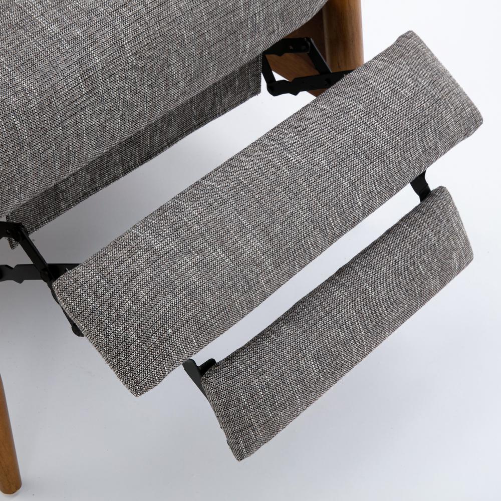 Terni Wood Arm Push Back Recliner in Performance Fabric - Ashen Grey. Picture 12