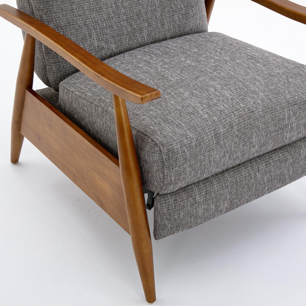 Terni Wood Arm Push Back Recliner in Performance Fabric - Ashen Grey. Picture 13