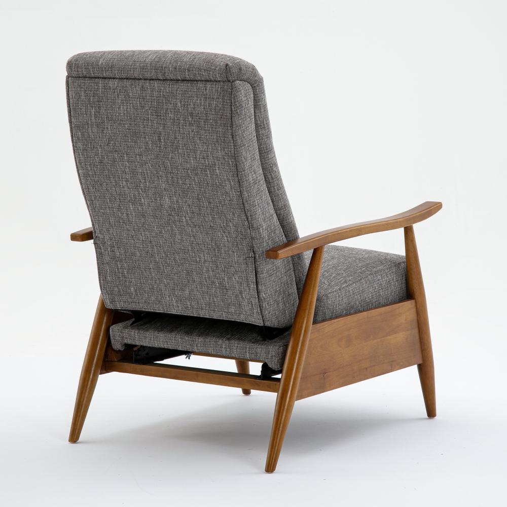 Terni Wood Arm Push Back Recliner in Performance Fabric - Ashen Grey. Picture 8