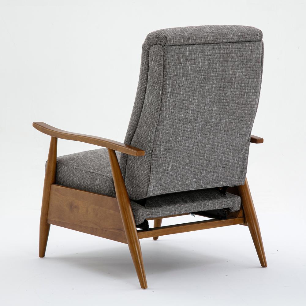 Terni Wood Arm Push Back Recliner in Performance Fabric - Ashen Grey. Picture 5