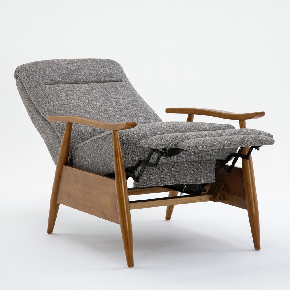 Terni Wood Arm Push Back Recliner in Performance Fabric - Ashen Grey. Picture 10