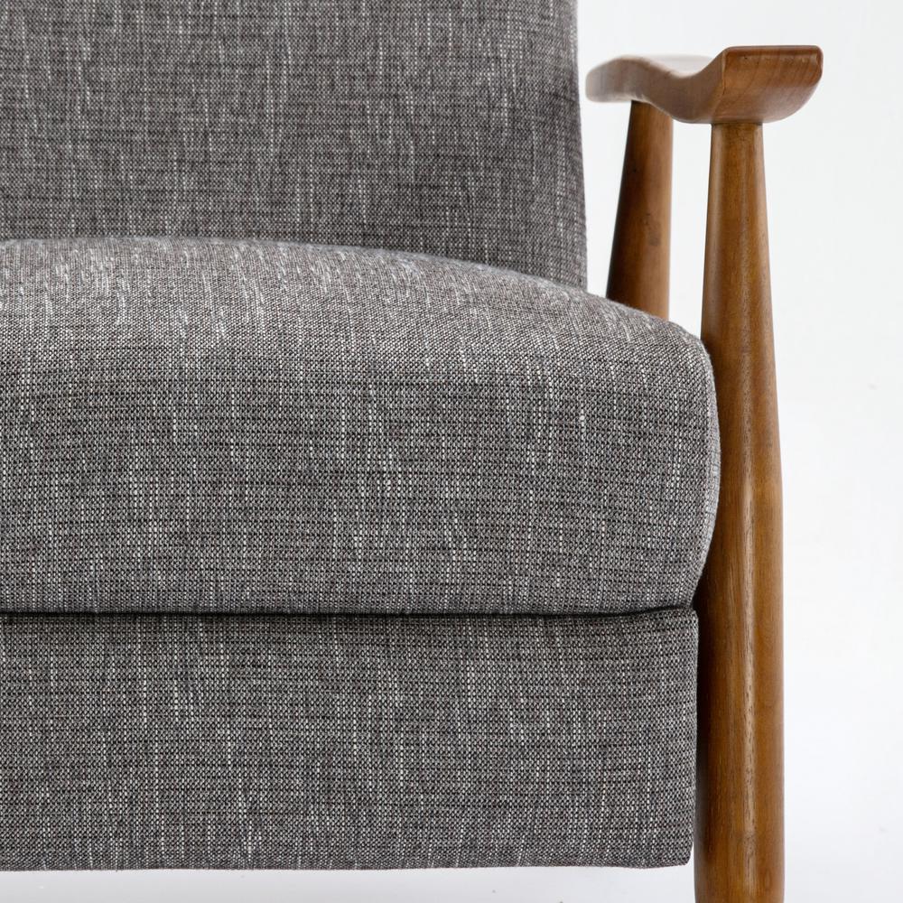 Terni Wood Arm Push Back Recliner in Performance Fabric - Ashen Grey. Picture 11
