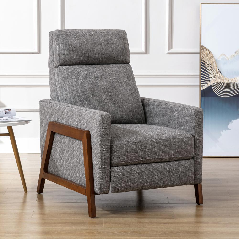 Veneto Push Back Recliner in Performance Fabric - Ashen Grey. Picture 2