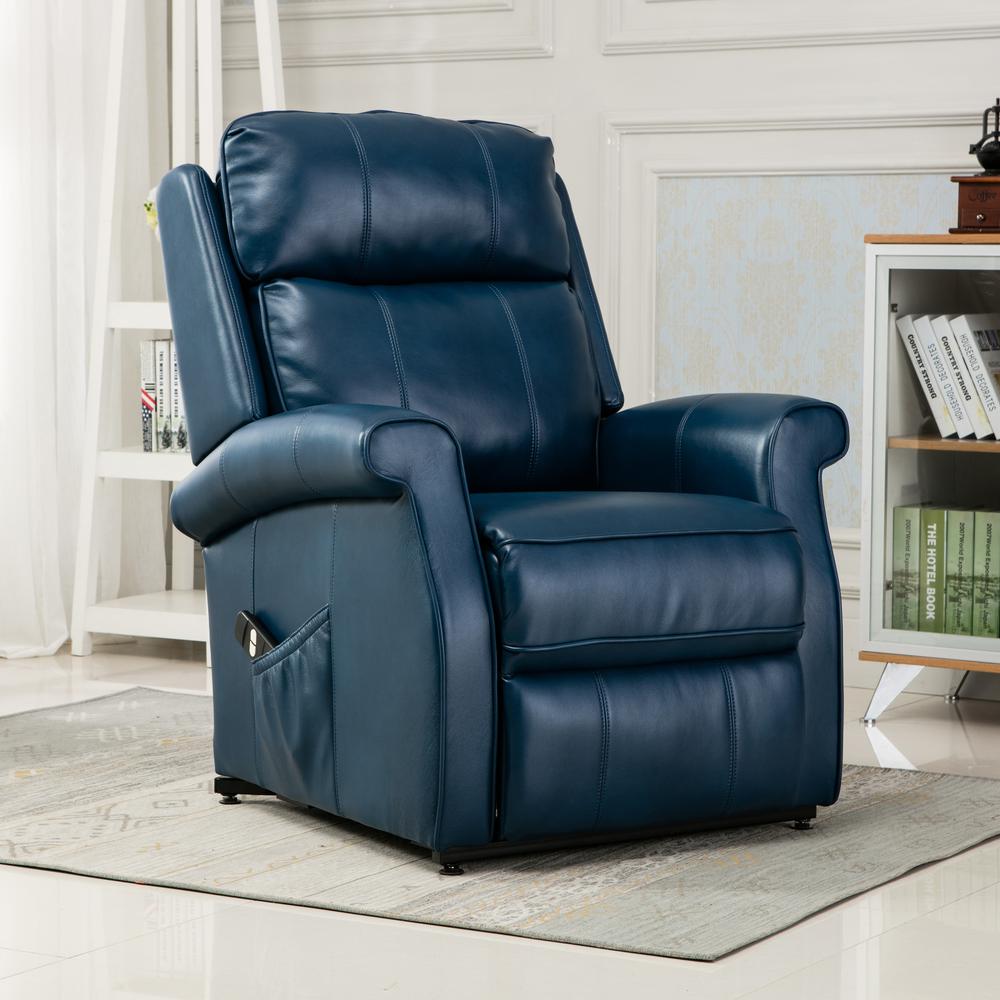 Lehman Navy Blue Traditional Lift Chair. Picture 15