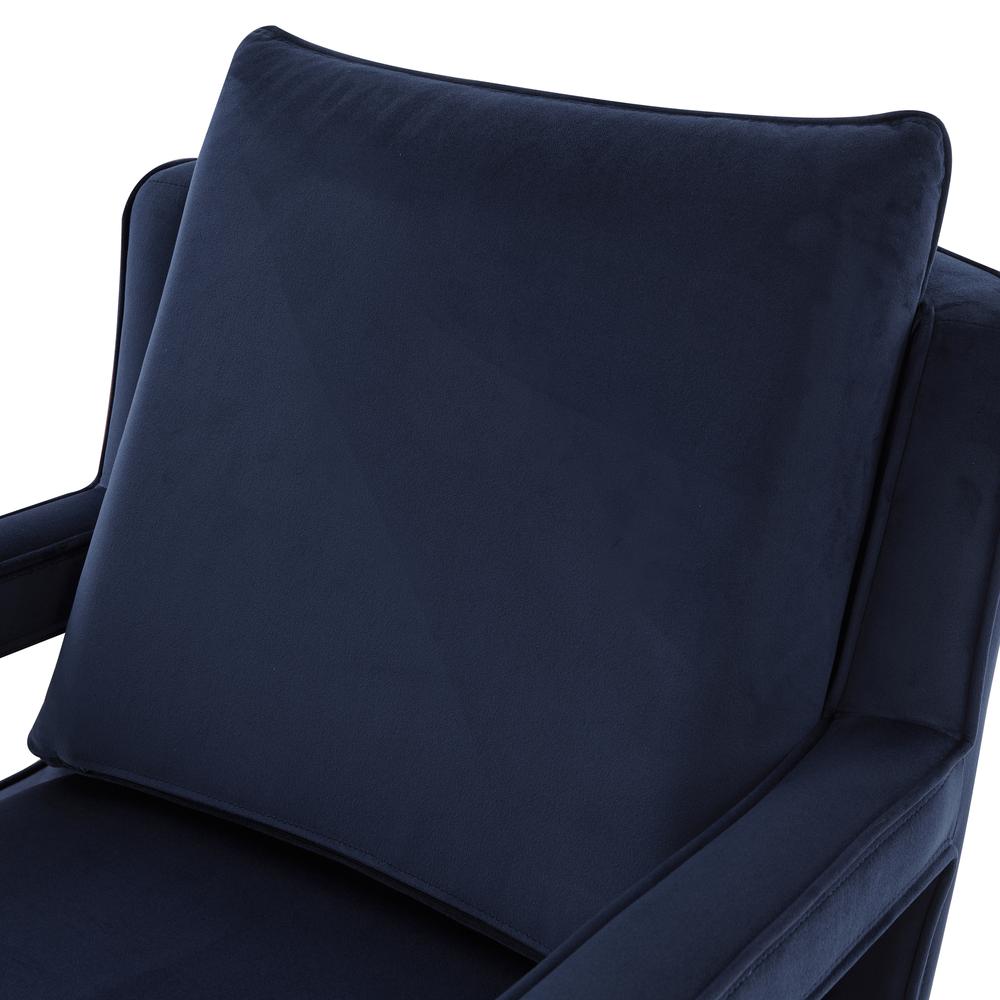 Questa Navy Blue Velvet Accent Arm Chair. Picture 6