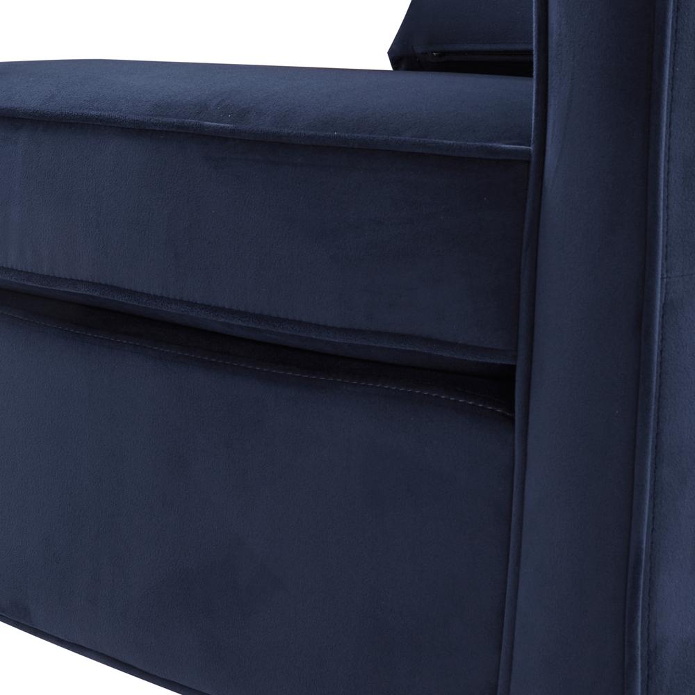 Questa Navy Blue Velvet Accent Arm Chair. Picture 13