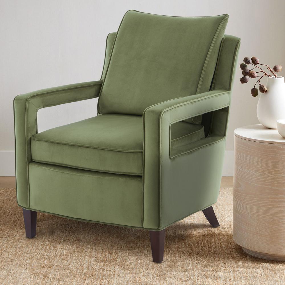 Questa Green Velvet Accent Arm Chair. Picture 2