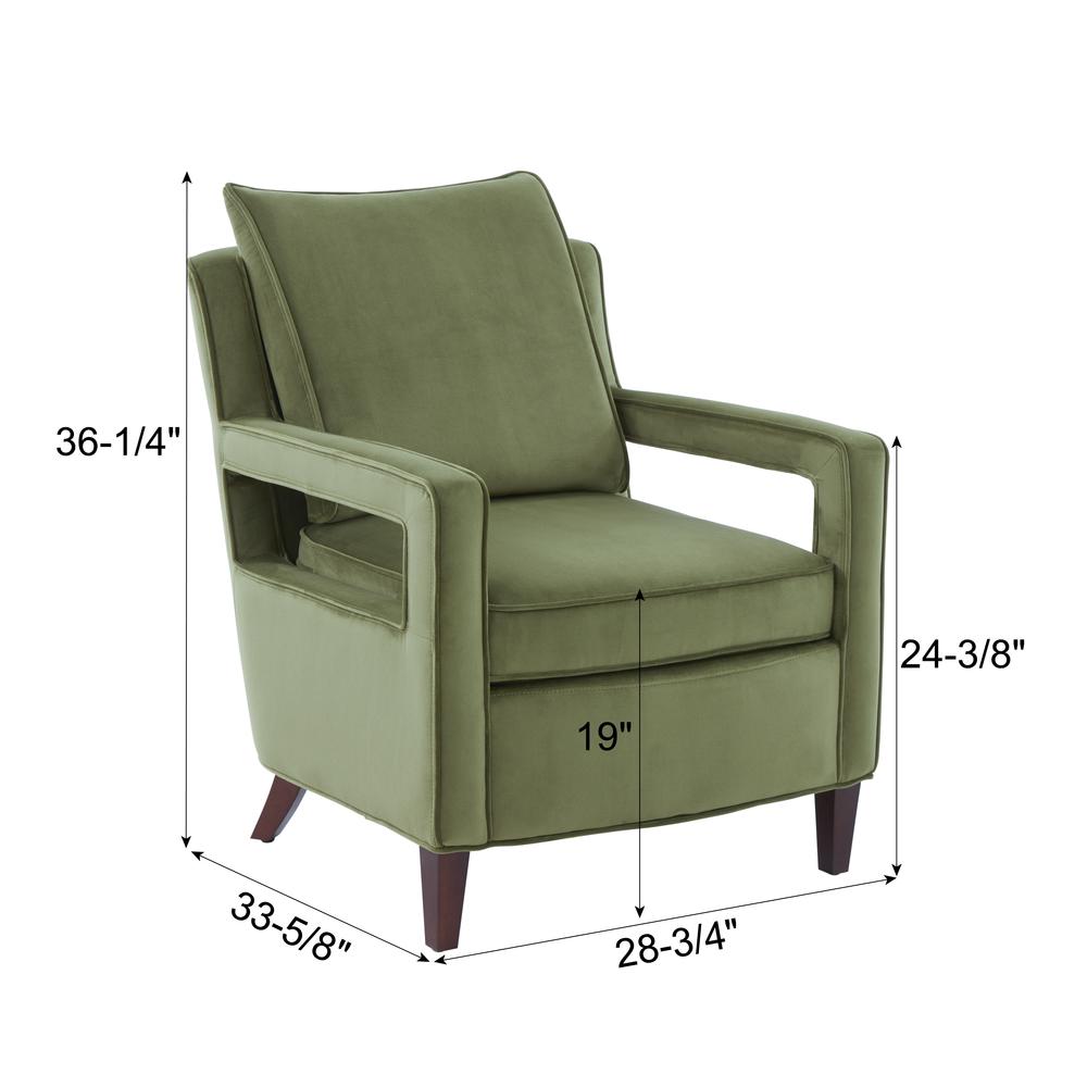 Questa Green Velvet Accent Arm Chair. Picture 3