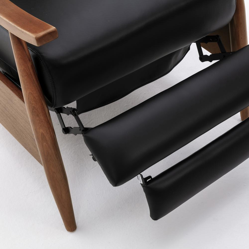 Fairview Leather Wood Arm Push Back Recliner - Black. Picture 3