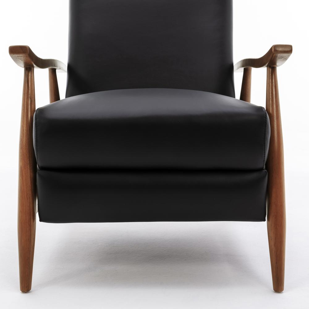 Fairview Leather Wood Arm Push Back Recliner - Black. Picture 7