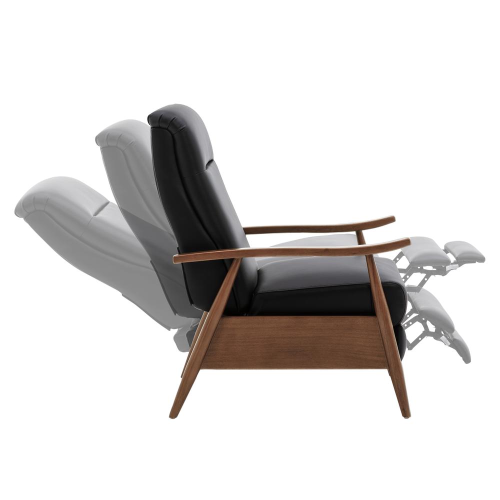 Fairview Leather Wood Arm Push Back Recliner - Black. Picture 10