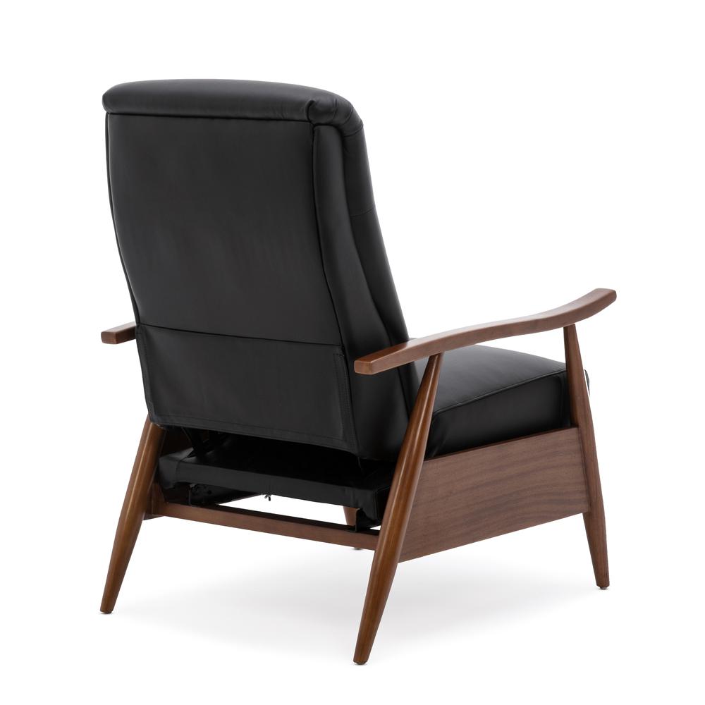 Fairview Leather Wood Arm Push Back Recliner - Black. Picture 11