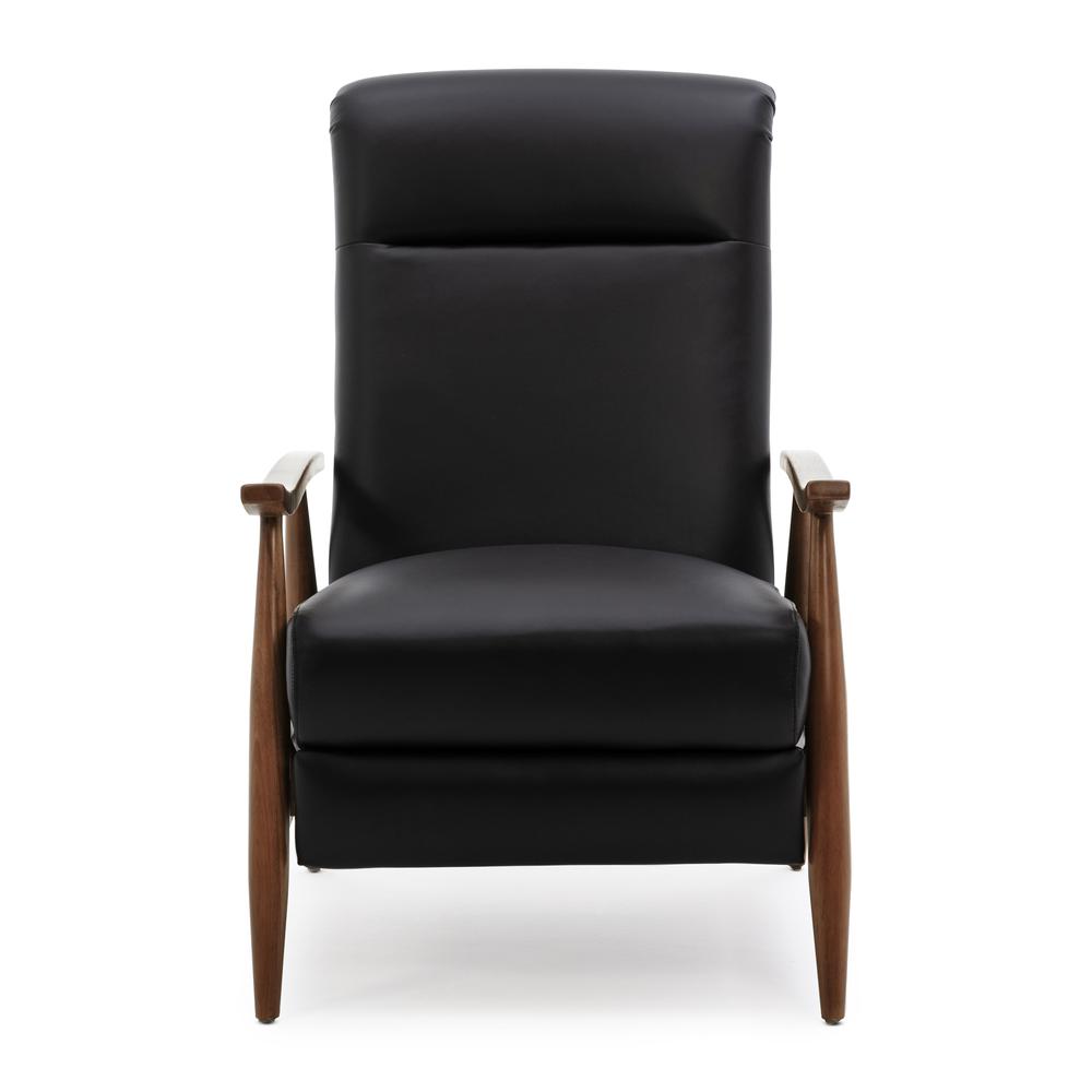 Fairview Leather Wood Arm Push Back Recliner - Black. Picture 13