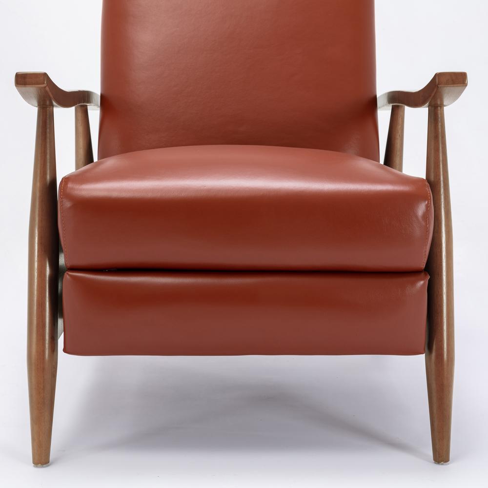 Fairview Leather Wood Arm Push Back Recliner - Caramel. Picture 8