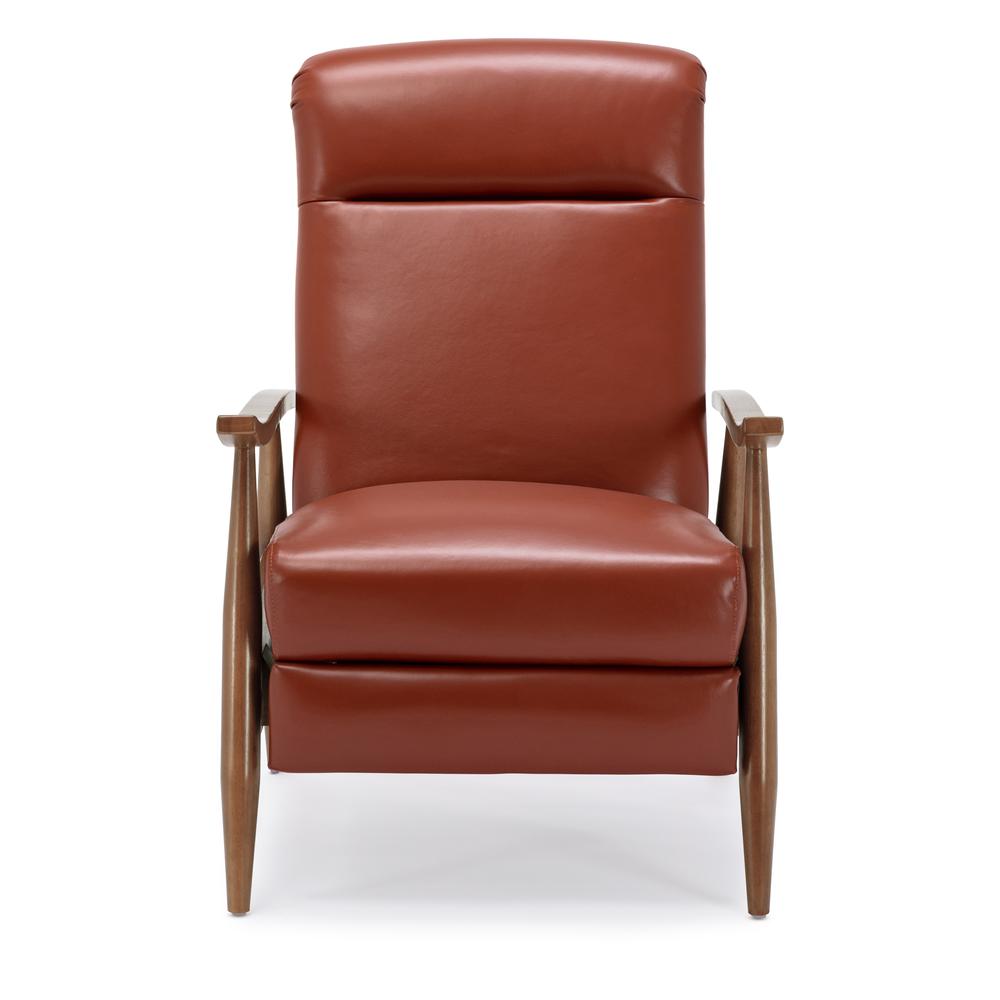 Fairview Leather Wood Arm Push Back Recliner - Caramel. Picture 12