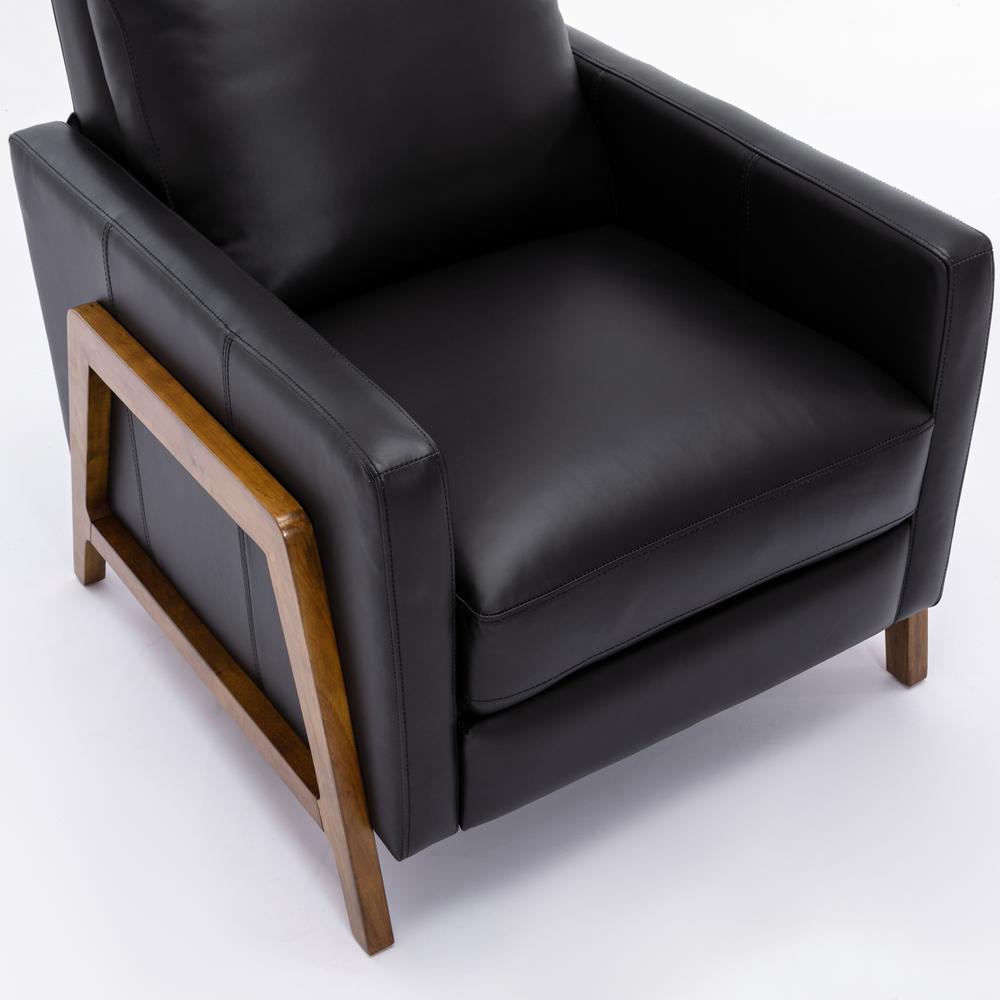 Reed Leather Push Back Recliner - Black. Picture 4