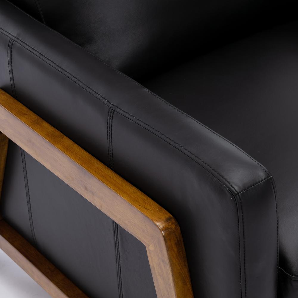 Reed Leather Push Back Recliner - Black. Picture 6