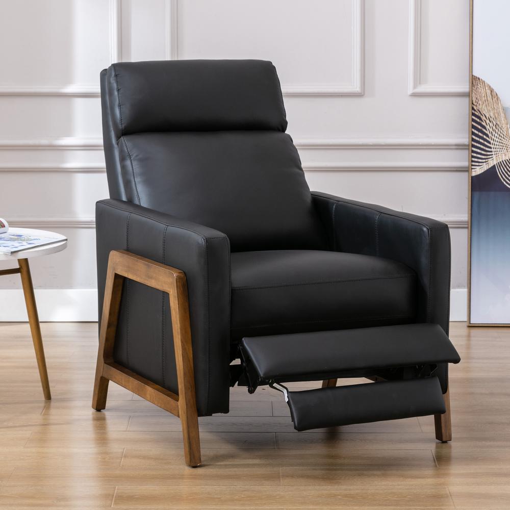 Reed Leather Push Back Recliner - Black. Picture 10