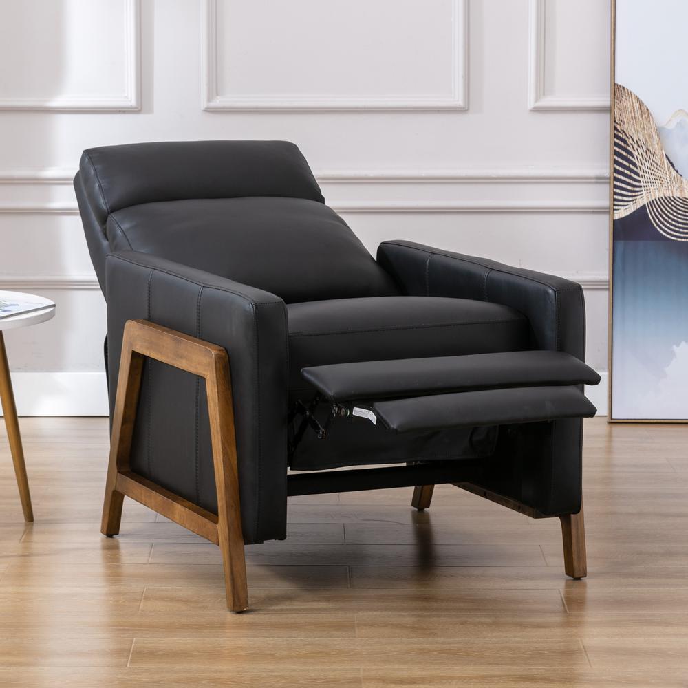 Reed Leather Push Back Recliner - Black. Picture 11