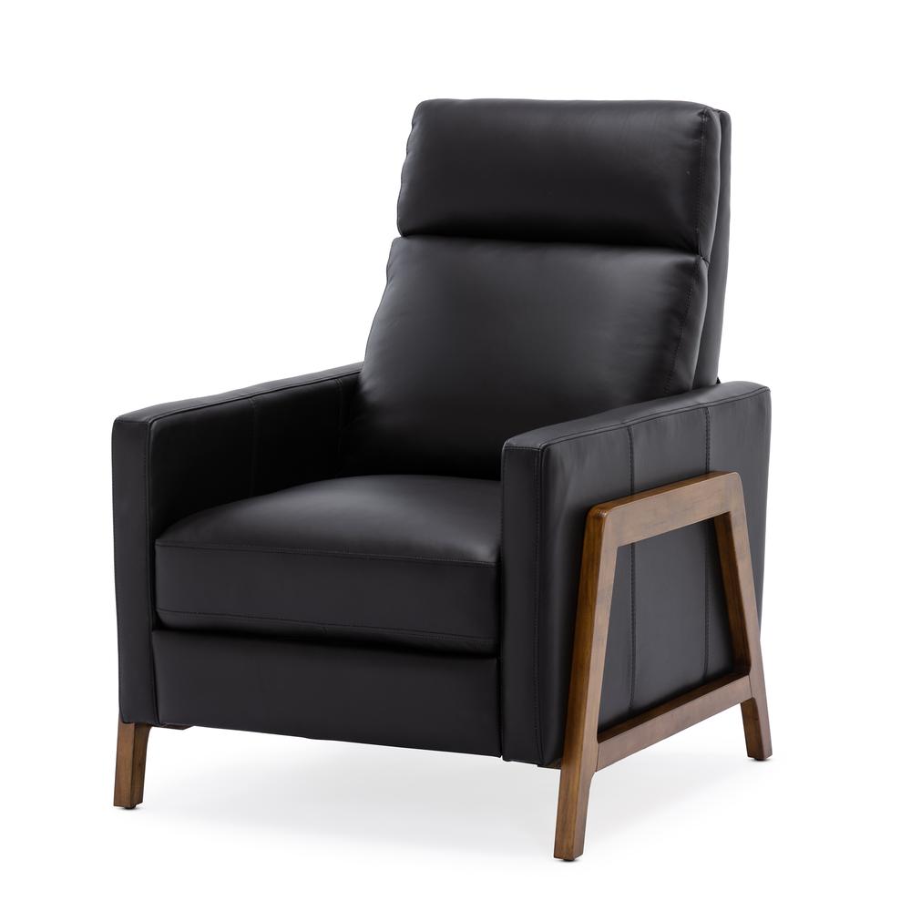 Reed Leather Push Back Recliner - Black. Picture 15