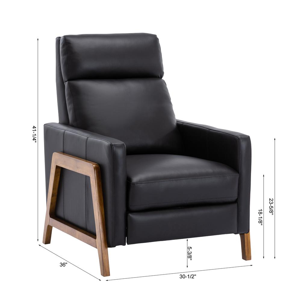 Reed Leather Push Back Recliner - Black. Picture 2