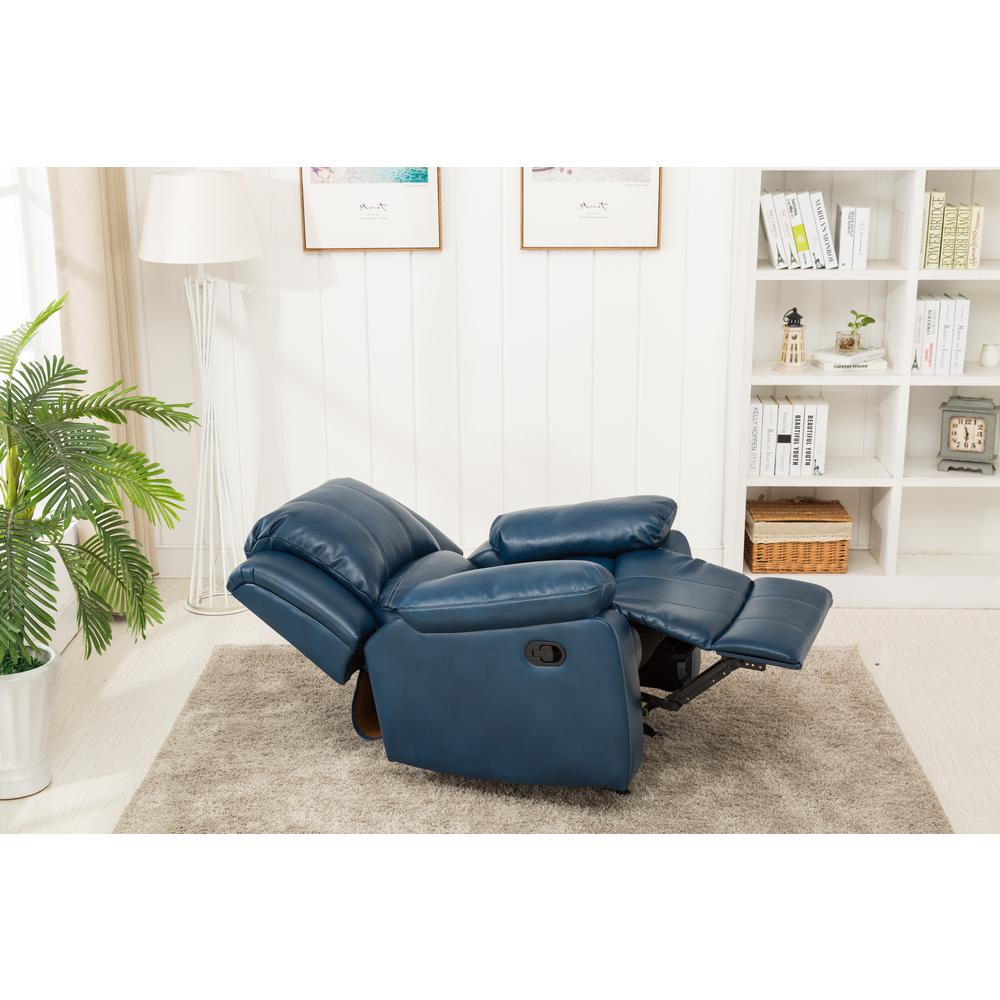 Clifton Navy Blue Leather Gel Glider Rocker Recliner. Picture 5