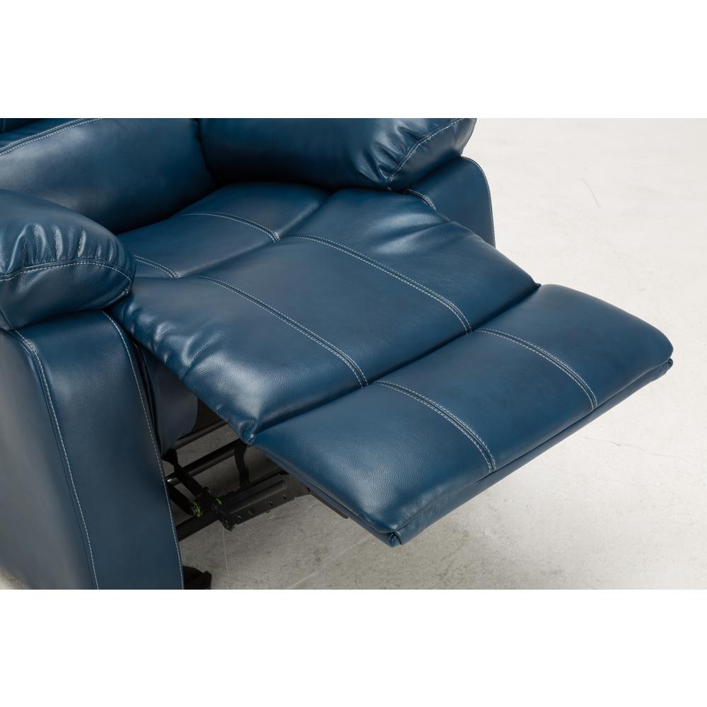 Clifton Navy Blue Leather Gel Glider Rocker Recliner. Picture 9