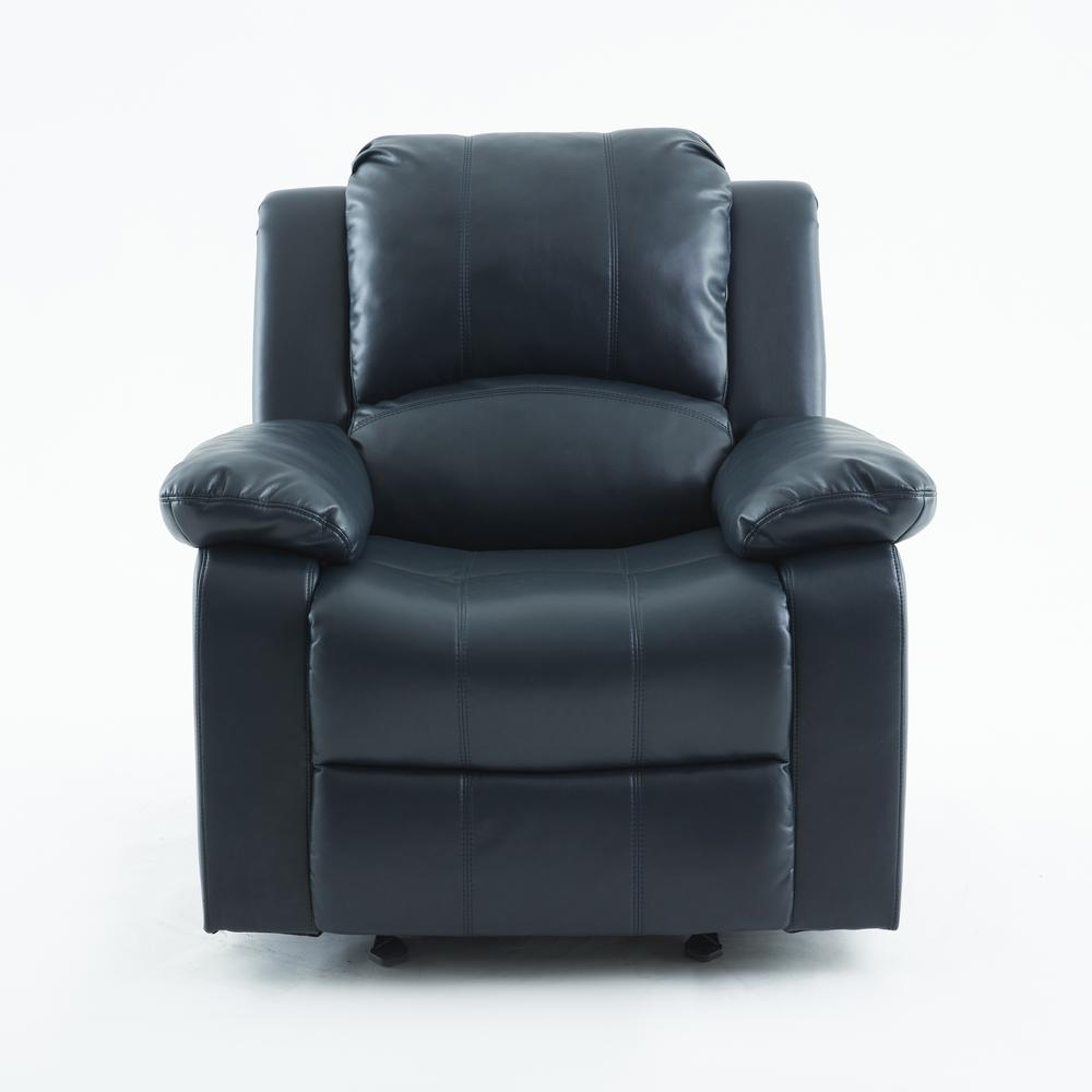 Clifton Midnight Blue Leather Gel Glider Rocker Recliner. Picture 1