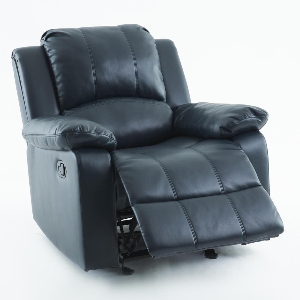 Clifton Midnight Blue Leather Gel Glider Rocker Recliner. Picture 3
