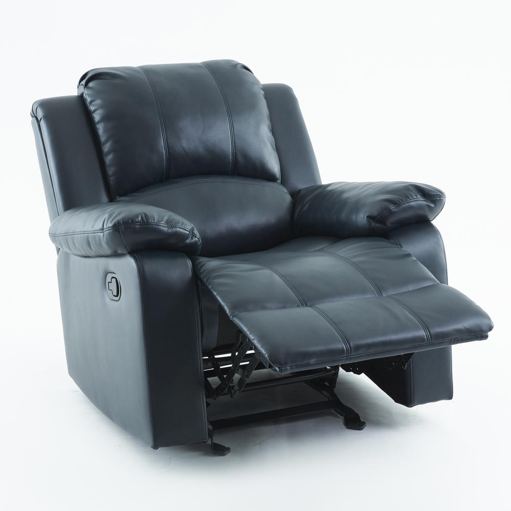 Clifton Midnight Blue Leather Gel Glider Rocker Recliner. Picture 4