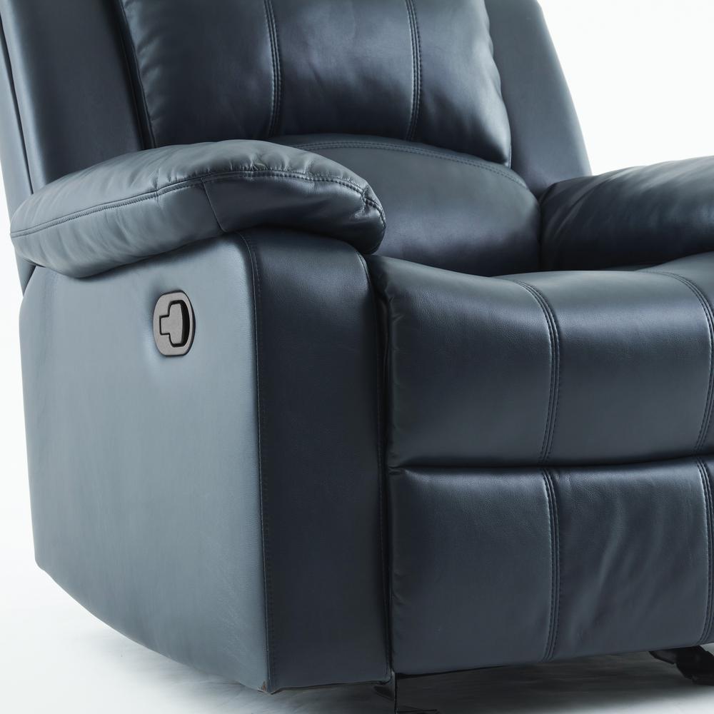 Clifton Midnight Blue Leather Gel Glider Rocker Recliner. Picture 13