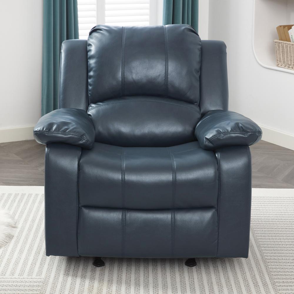 Clifton Midnight Blue Leather Gel Glider Rocker Recliner. Picture 23