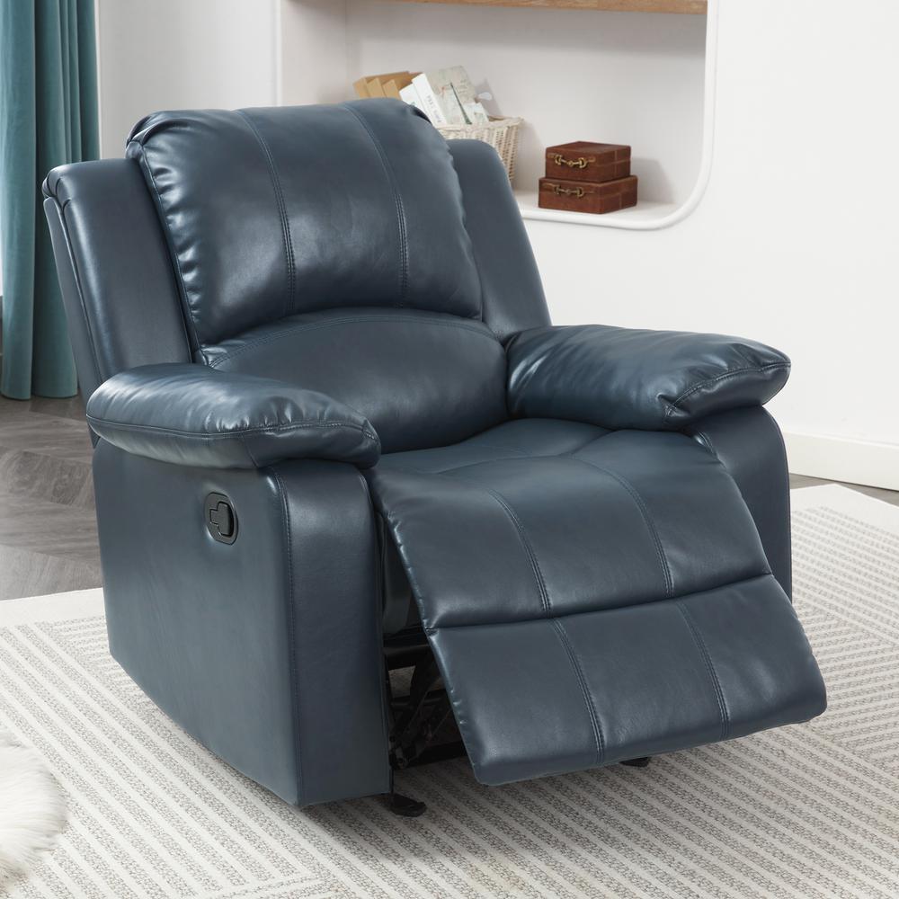 Clifton Midnight Blue Leather Gel Glider Rocker Recliner. Picture 19